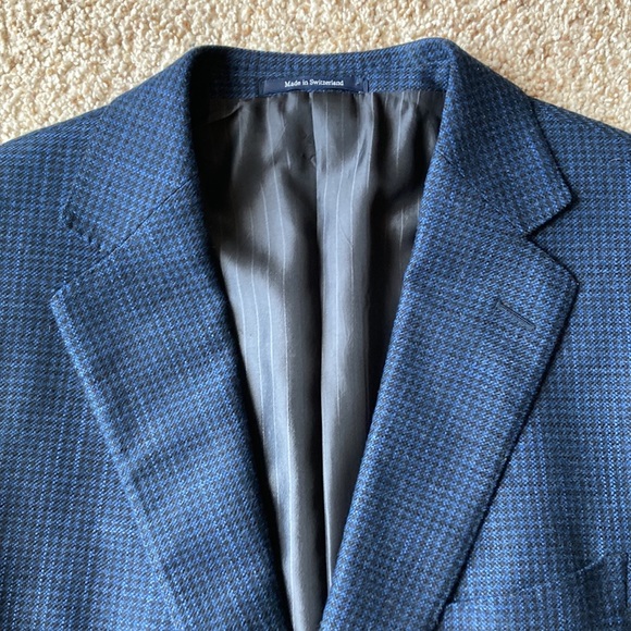 Ermenegildo Zegna Blue Houndstooth Wool 10 Pockets Travel Blazer EU 56 US 44 L - Picture 3 of 16